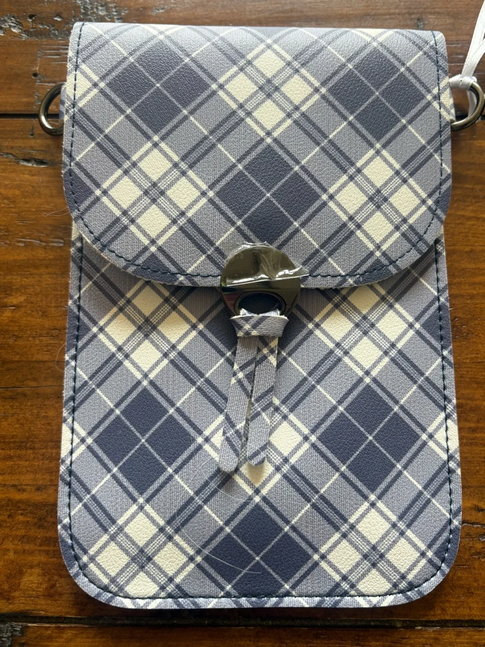 Blue Plaid Clear-Window Crossbody Phone Holster